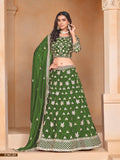Anaita Green Embroidered Heavy Organza Designer Lehenga With Blouse | Grocsy