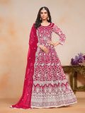 Anaita Magenta Embroidered Net Anarkali Suit | Grocsy
