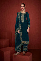 Lorenvalley Fashion Women Rama Velvet Embroidered Salwar Suit Material | Grocsy