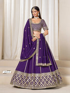 Anaita Purple Embroidered Art Silk Designer Lehenga Choli | Grocsy