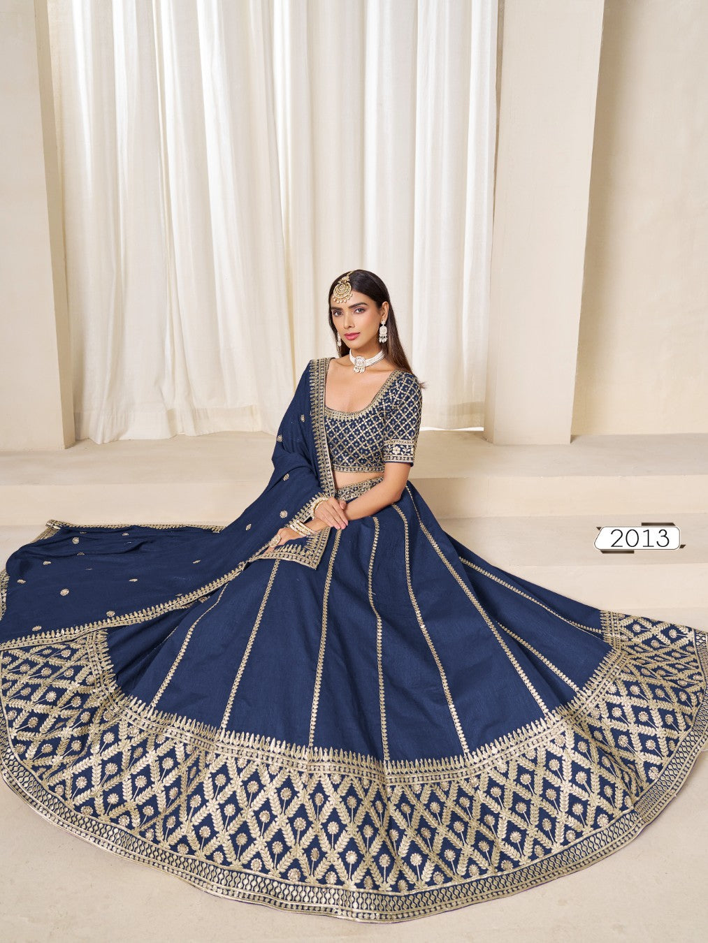 Anaita Navy Embroidered Art Silk Designer Lehenga Choli | Grocsy