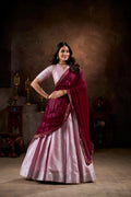 Lorenvalley Purple Jacquard Silk weaving work Lehenga Choli with Dupatta | Grocsy