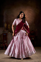 Lorenvalley Purple Jacquard Silk weaving work Lehenga Choli with Dupatta | Grocsy