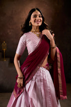 Lorenvalley Purple Jacquard Silk weaving work Lehenga Choli with Dupatta | Grocsy