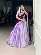 Lorenvalley Lavender Jacquard Silk weaving work Lehenga Choli with Dupatta | Grocsy