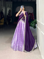Lorenvalley Lavender Jacquard Silk weaving work Lehenga Choli with Dupatta | Grocsy