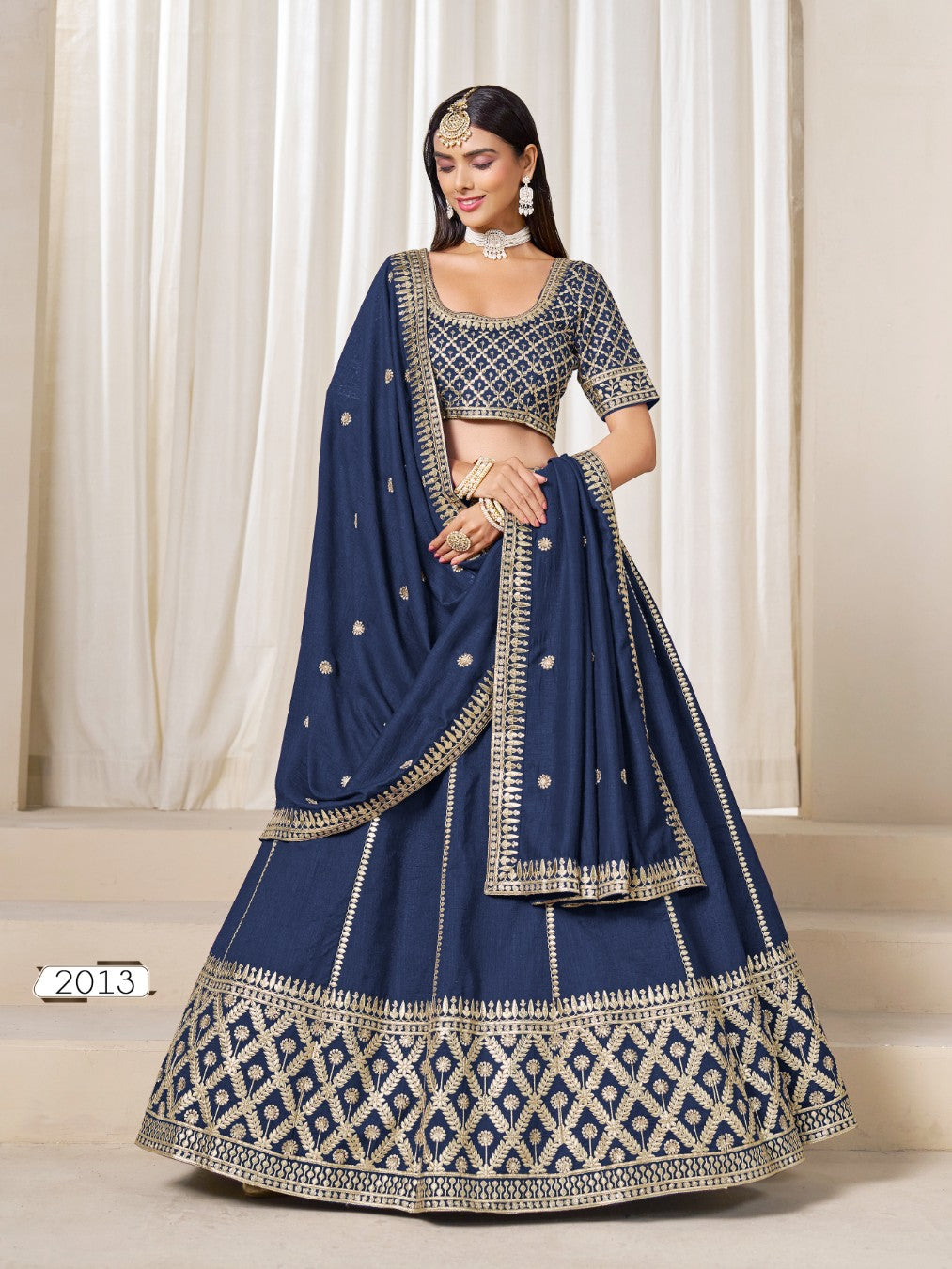 Anaita Navy Embroidered Art Silk Designer Lehenga Choli | Grocsy