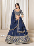 Anaita Navy Embroidered Art Silk Designer Lehenga Choli | Grocsy