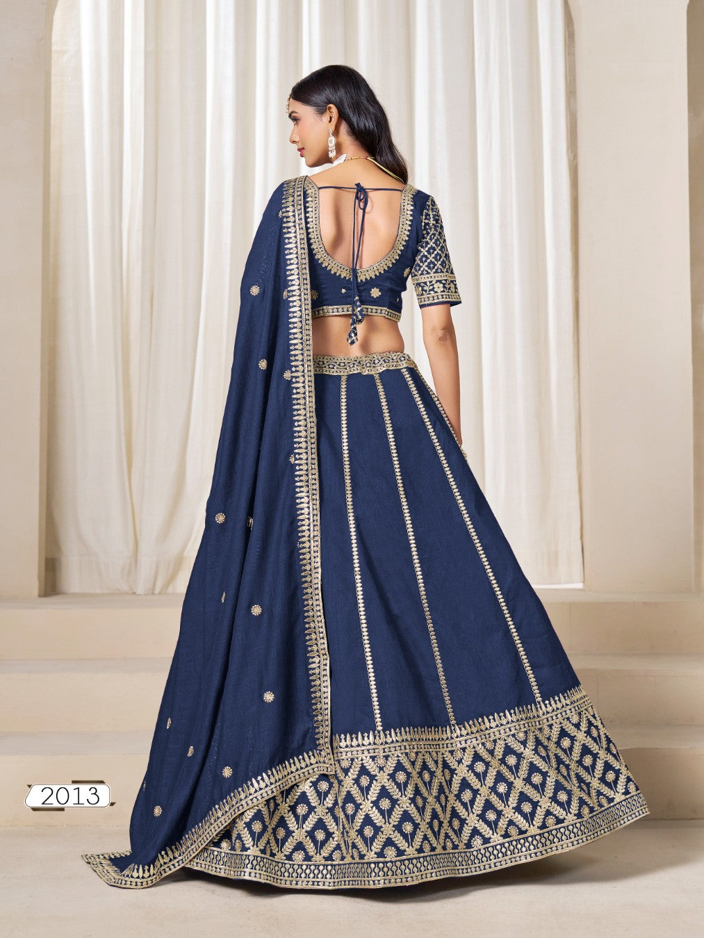 Anaita Navy Embroidered Art Silk Designer Lehenga Choli | Grocsy