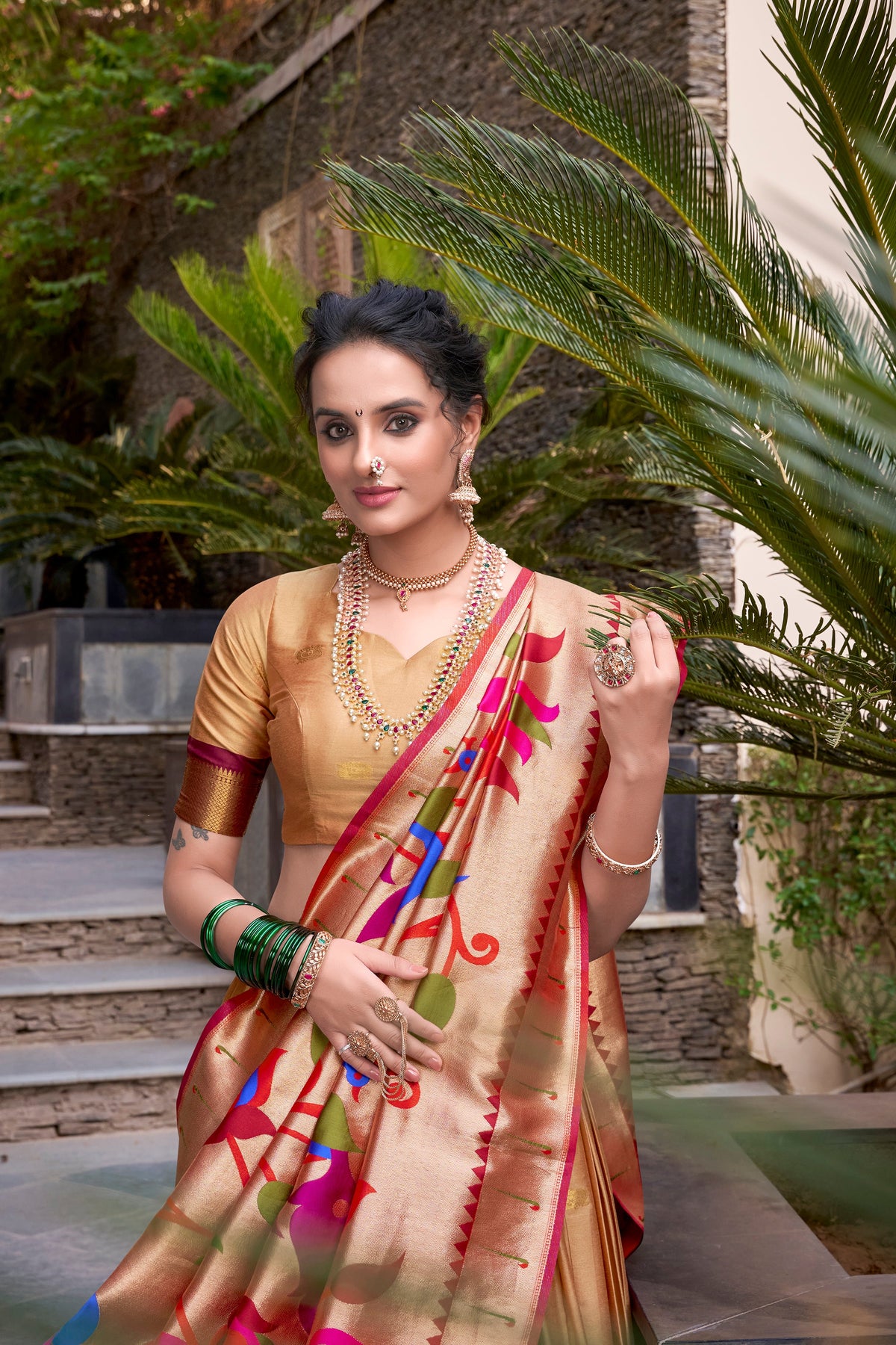 Lorenvalley Chiku Jacquard Silk Paithani Zari Weaving Work Lehenga Choli with Dupatta | Grocsy