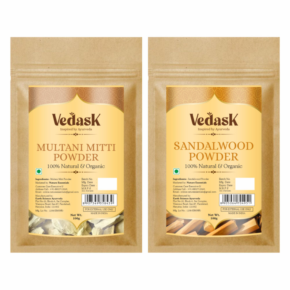 Vedask Organic Multani Mitti And SandalWood Powder Combo Pack | Grocsy