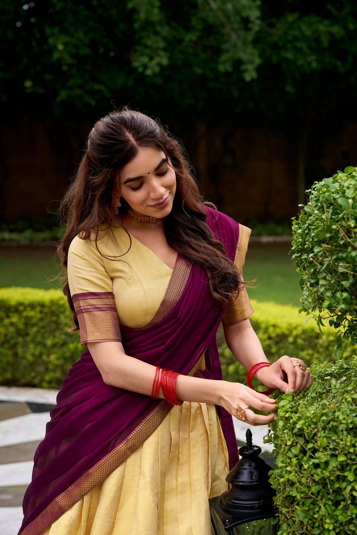 Lorenvalley Fashion Cream Kanchipuram Zari Weaving Work Lehenga Choli with Dupatta | Grocsy