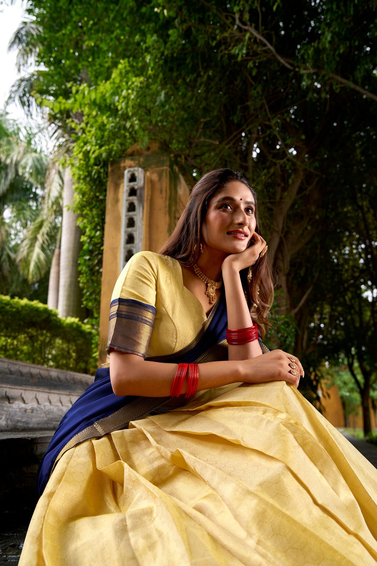 Lorenvalley Fashion Cream Kanchipuram Zari Weaving Work Lehenga Choli with Dupatta | Grocsy