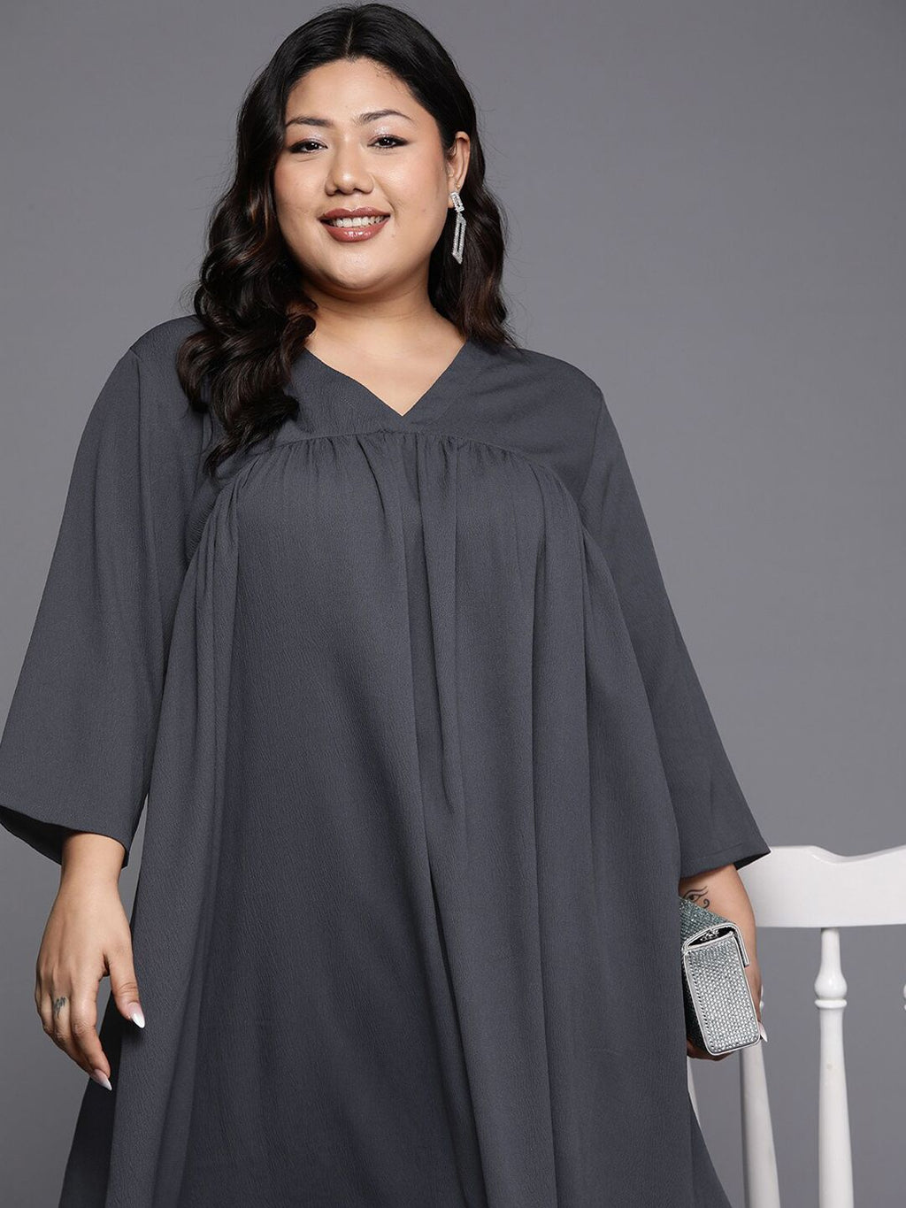 Sztori Plus Size V Neck A Line Kurta With Trouser | Grocsy