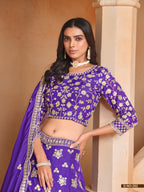 Anaita Lavender Embroidered Heavy Organza Designer Lehenga With Blouse | Grocsy