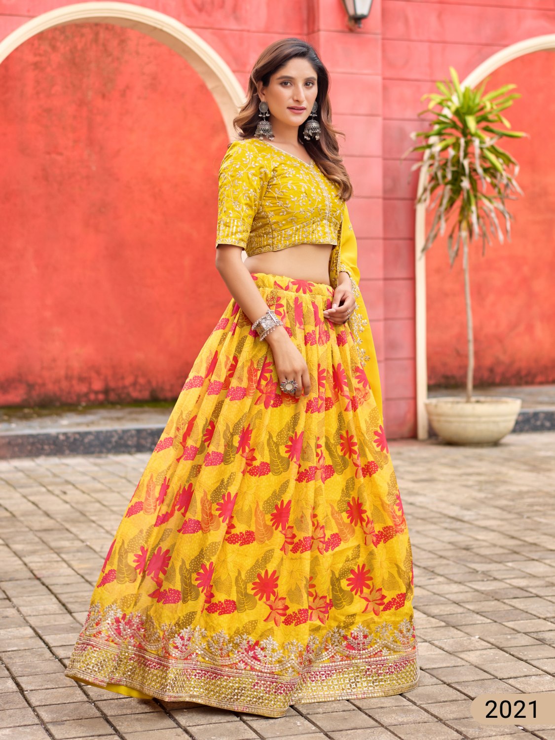 Anaita Yellow Art Silk Lehenga Choli With Tabby Silk Print | Grocsy