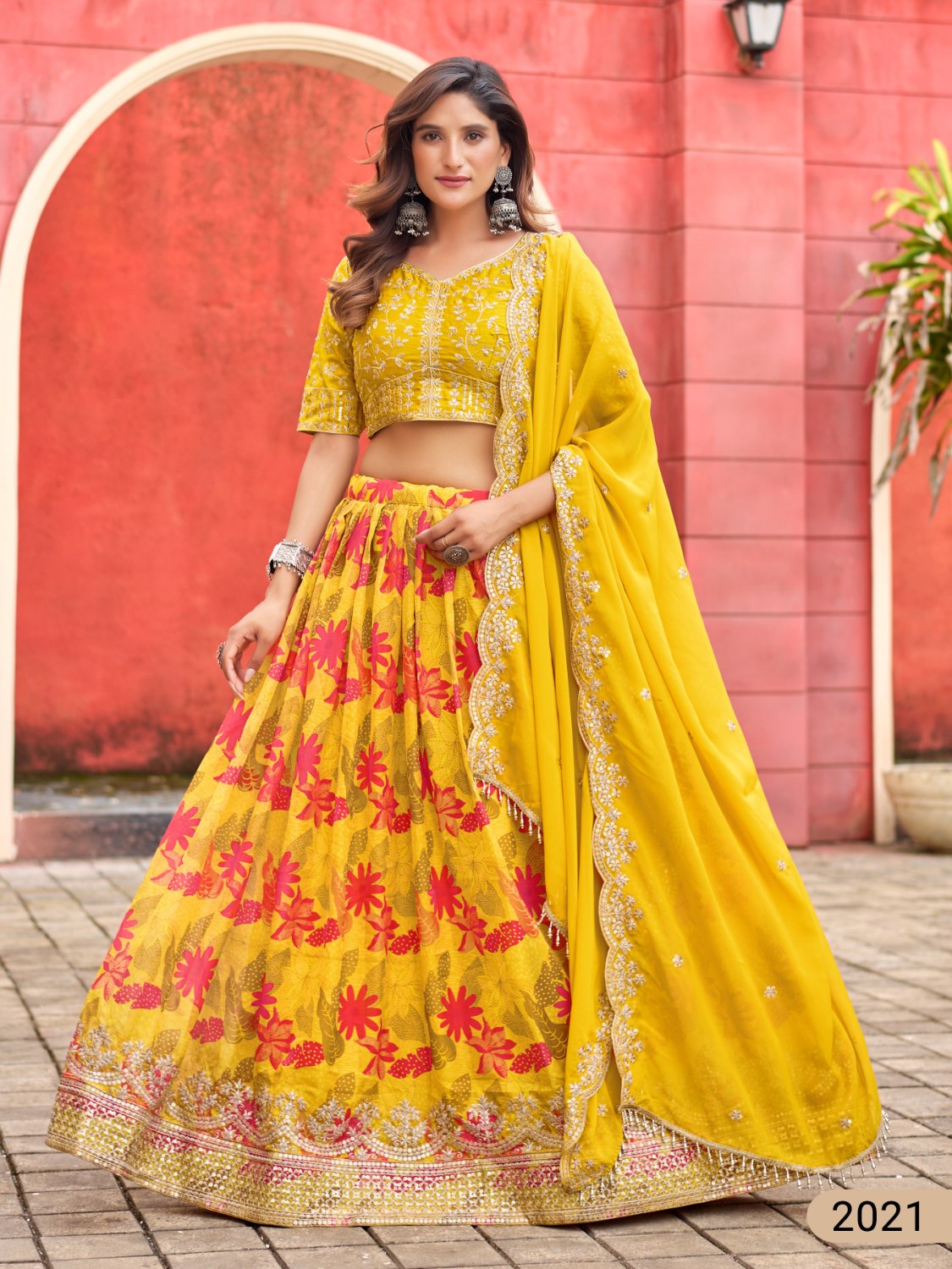 Anaita Yellow Art Silk Lehenga Choli With Tabby Silk Print | Grocsy