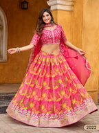 Anaita Magenta Art Silk Lehenga Choli With Tabby Silk Print | Grocsy