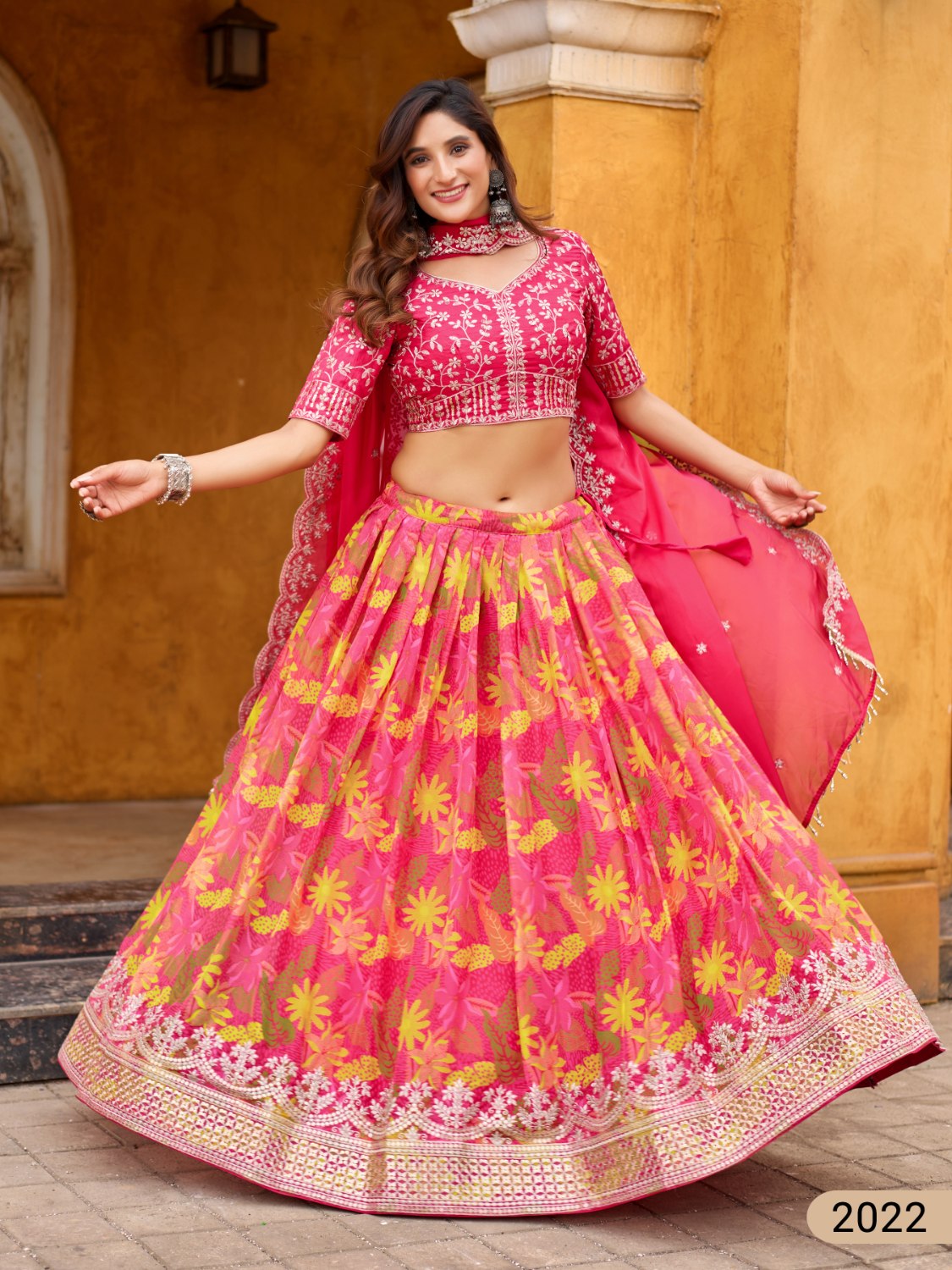 Anaita Magenta Art Silk Lehenga Choli With Tabby Silk Print | Grocsy