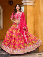 Anaita Magenta Art Silk Lehenga Choli With Tabby Silk Print | Grocsy
