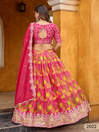 Anaita Magenta Art Silk Lehenga Choli With Tabby Silk Print | Grocsy