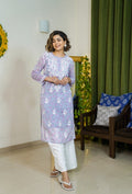 Rangreza Ethnic Eliza Georgette Chikankari Kurta With Inner (Set Of 2) Lavender | Grocsy