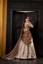 Lorenvalley Fashion Cream Dupion Silk Zari Weaving Work Lehenga Choli with Dupatta | Grocsy