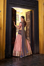 Evanik Traditional Pink Dupion Silk With Zari Weaving Work Fully Stitched Lehenga Choli | Grocsy