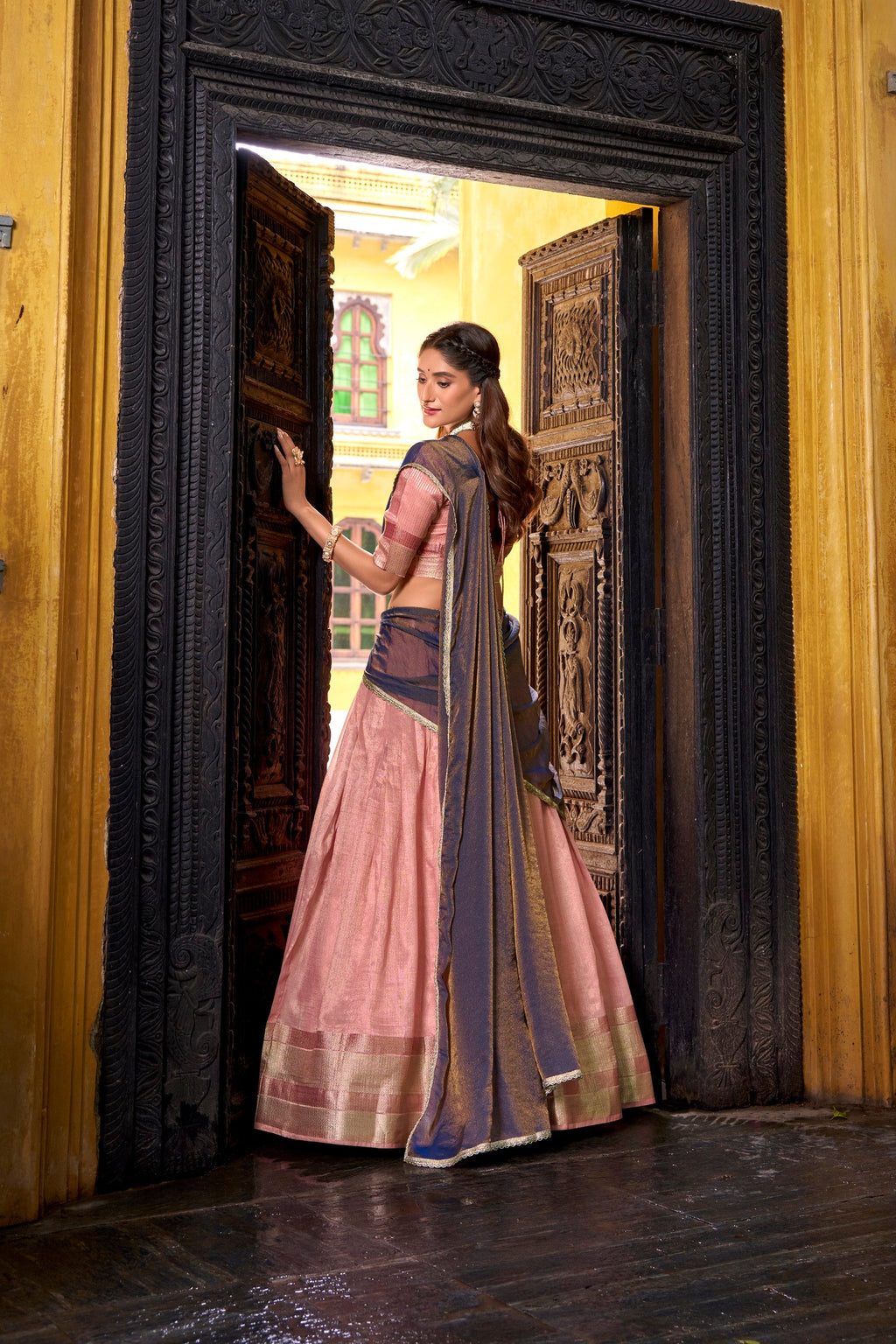 Lorenvalley Fashion Lightpink Dupion Silk Zari Weaving Work Lehenga Choli with Dupatta | Grocsy