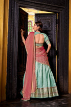 Lorenvalley Fashion Skyblue Dupion Silk Zari Weaving Work Lehenga Choli with Dupatta | Grocsy