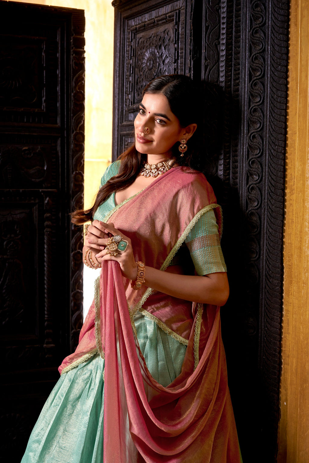 Lorenvalley Fashion Skyblue Dupion Silk Zari Weaving Work Lehenga Choli with Dupatta | Grocsy