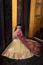 Lorenvalley Fashion Yellow Dupion Silk Zari Weaving Work Lehenga Choli with Dupatta | Grocsy