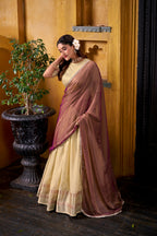 Lorenvalley Fashion Yellow Dupion Silk Zari Weaving Work Lehenga Choli with Dupatta | Grocsy