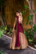 Lorenvalley Fashion Peach Dupion Silk Zari Weaving Work Lehenga Choli with Dupatta | Grocsy