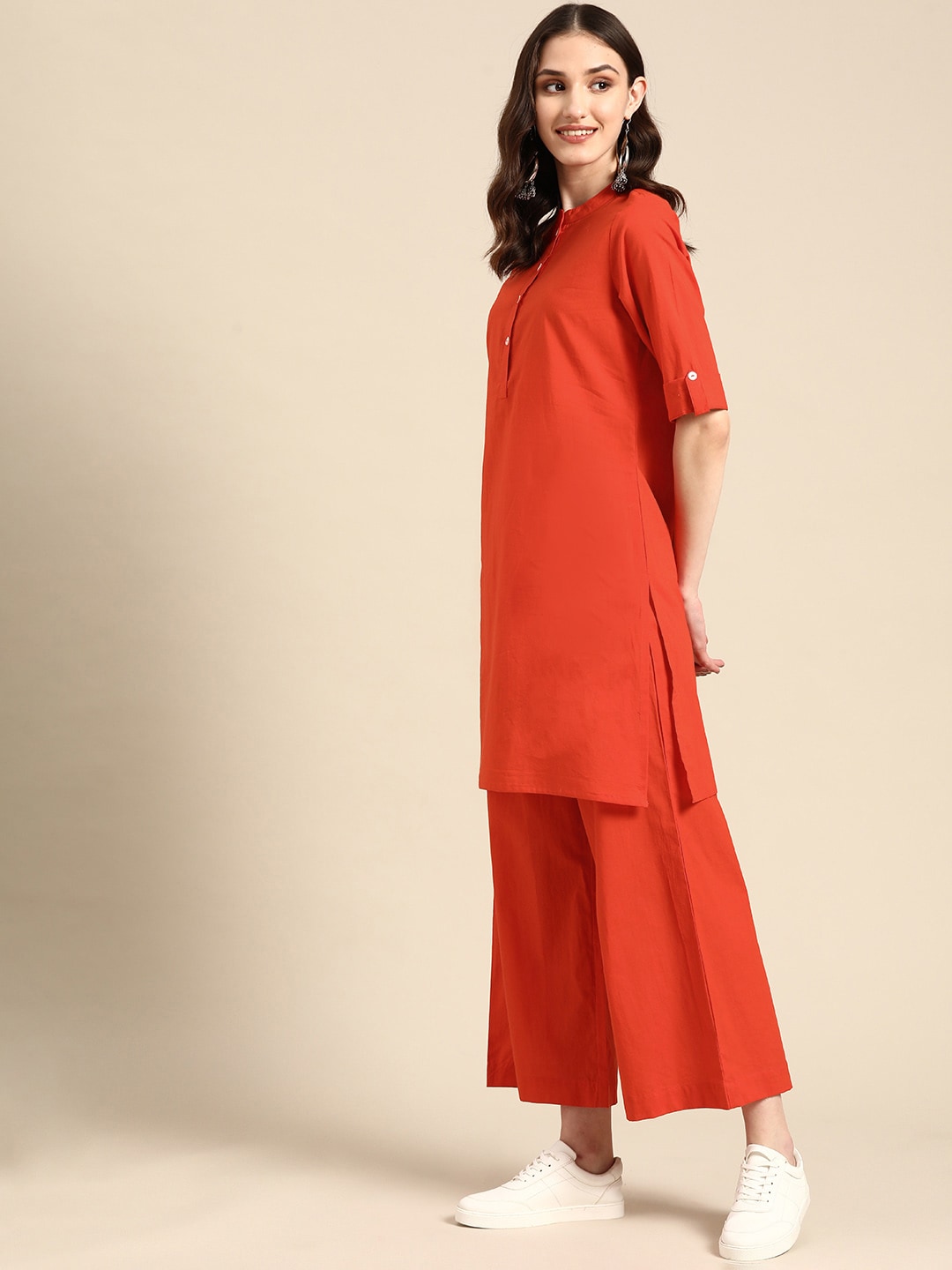 Sangria Women Pure Cotton Kurta with Palazzos | Grocsy