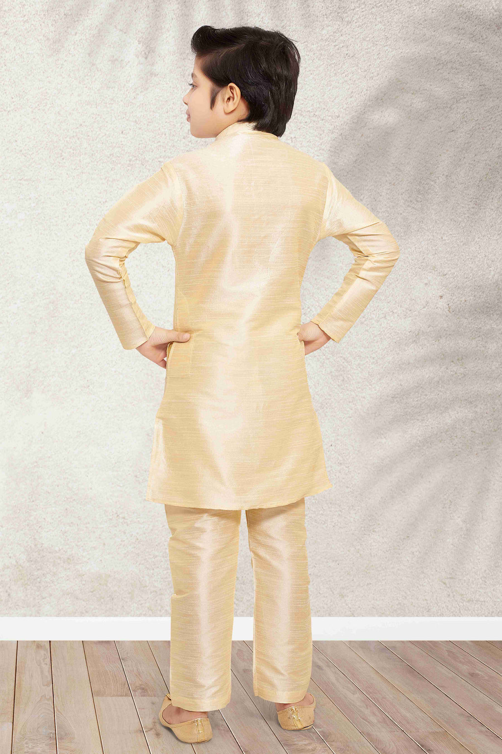 Raivat Ethnic Banarasi Silk Digital Printed Kurta Pajama With Jacket In Cream Colour | Grocsy