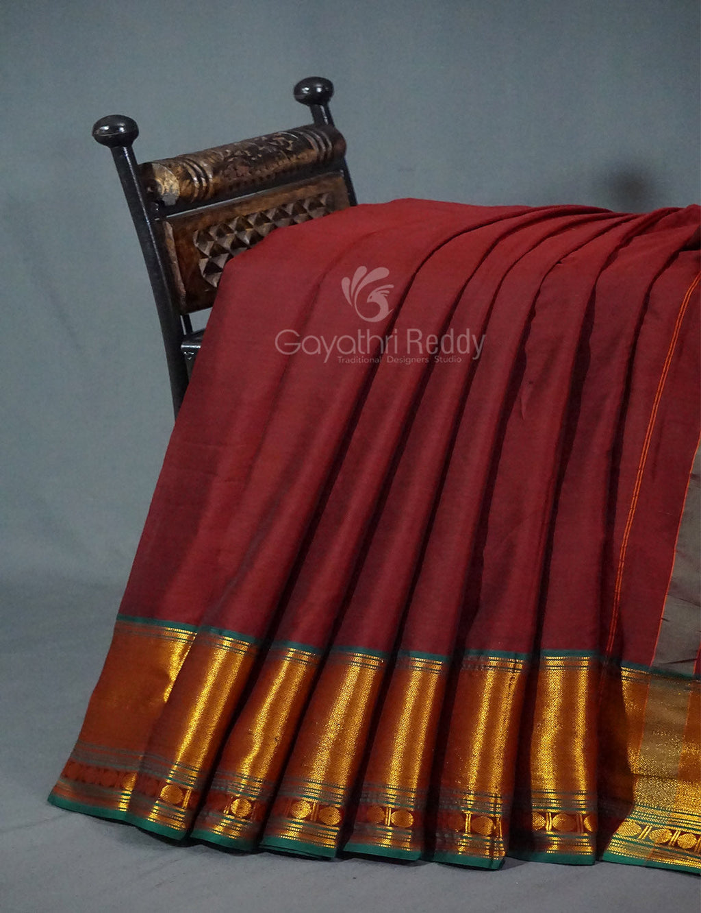 Kalanetha Maroon Colour Zari Kanchi Style Pure Narayanpet Cotton Saree By Gayathri Reddy Designer Studio | Grocsy