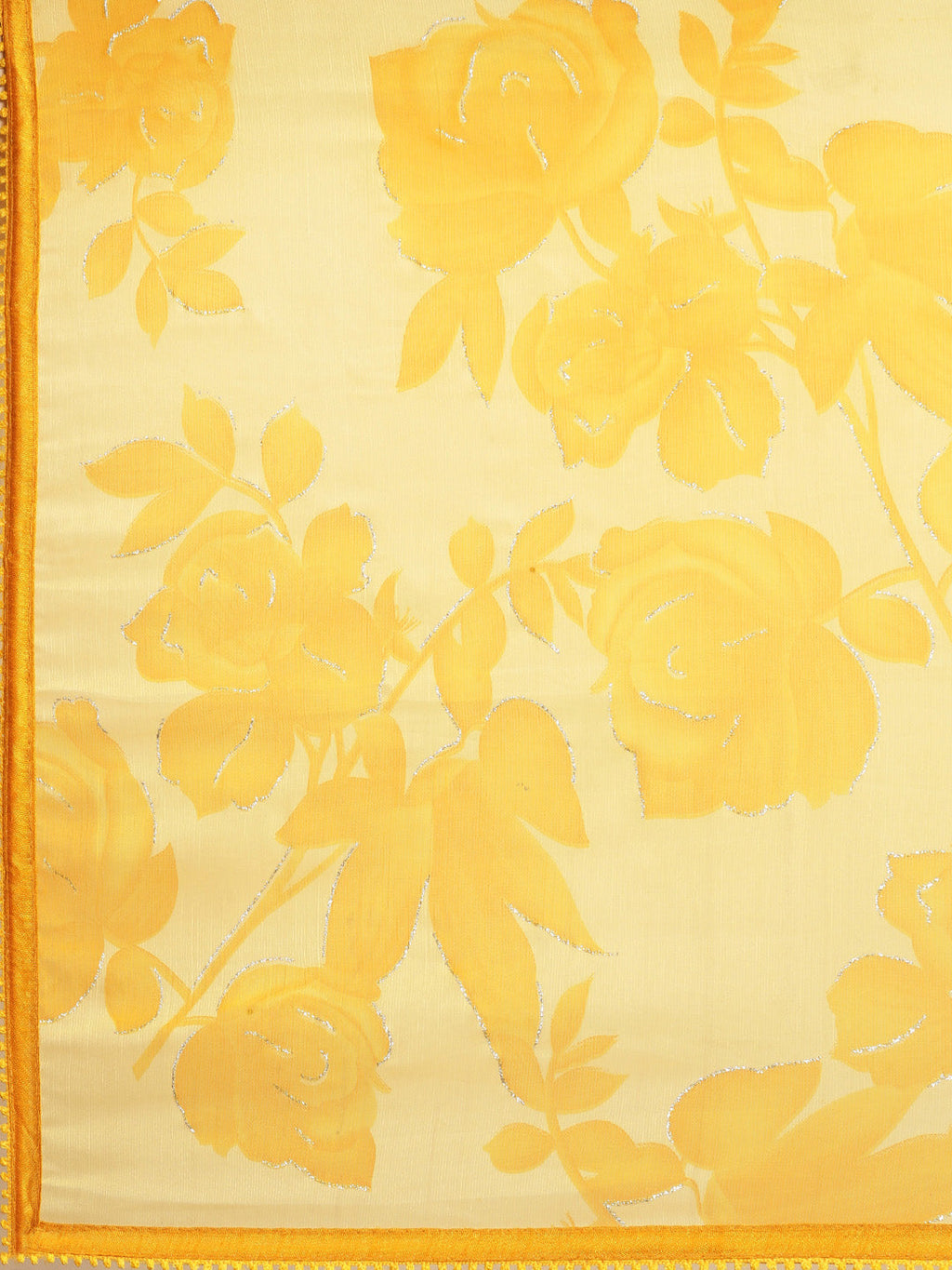 Sangria Yellow Floral Pure Chiffon Saree | Grocsy