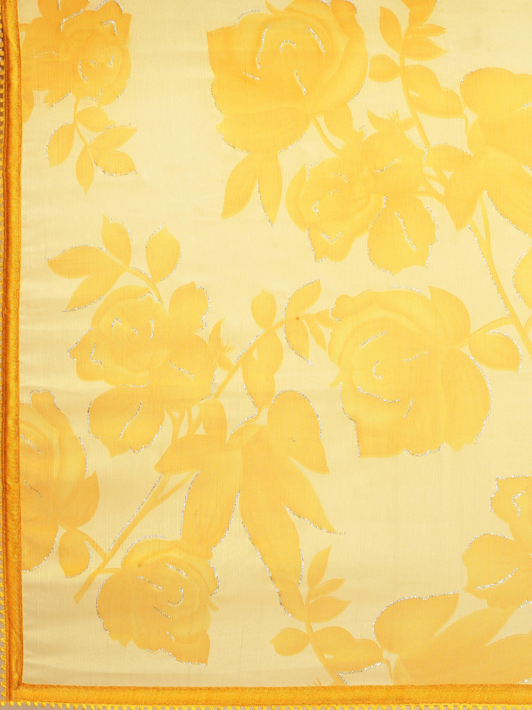 Sangria Yellow Floral Pure Chiffon Saree | Grocsy