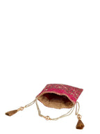 Masq Pink & Gold-Toned Embellished Embroidered Potli Clutch