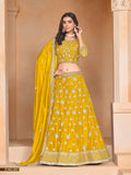 Anaita Yellow Embroidered Heavy Organza Designer Lehenga With Blouse | Grocsy