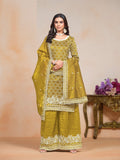 Anaita Mehendi Embroidered Gold Crush Salwar Suit | Grocsy