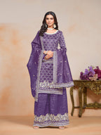 Anaita Lavender Embroidered Gold Crush Salwar Suit | Grocsy