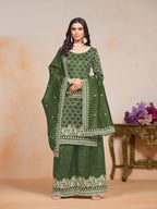 Anaita Green Embroidered Gold Crush Salwar Suit | Grocsy