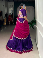 Lorenvalley Fashion Purple Naysha Silk Sequins and Thread Embroidery Work with Lace Border Lehenga Choli with Dupatta | Grocsy