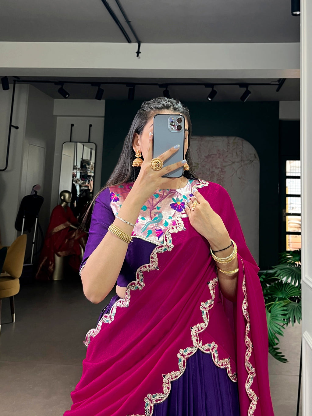 Lorenvalley Fashion Purple Naysha Silk Sequins and Thread Embroidery Work with Lace Border Lehenga Choli with Dupatta | Grocsy