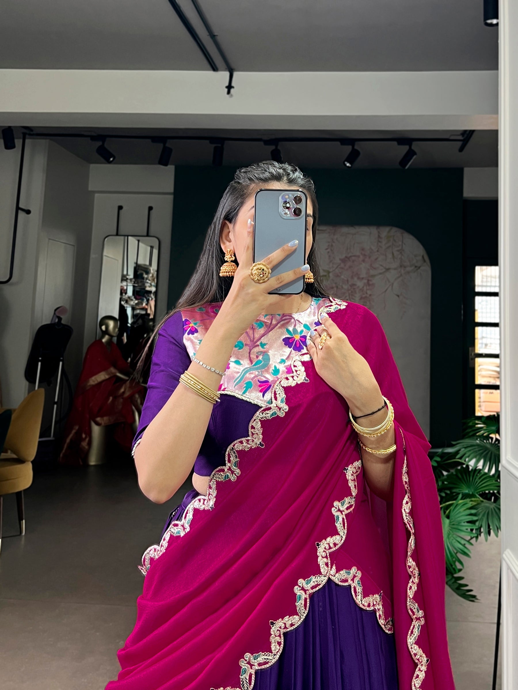 Lorenvalley Fashion Purple Naysha Silk Sequins and Thread Embroidery Work with Lace Border Lehenga Choli with Dupatta | Grocsy