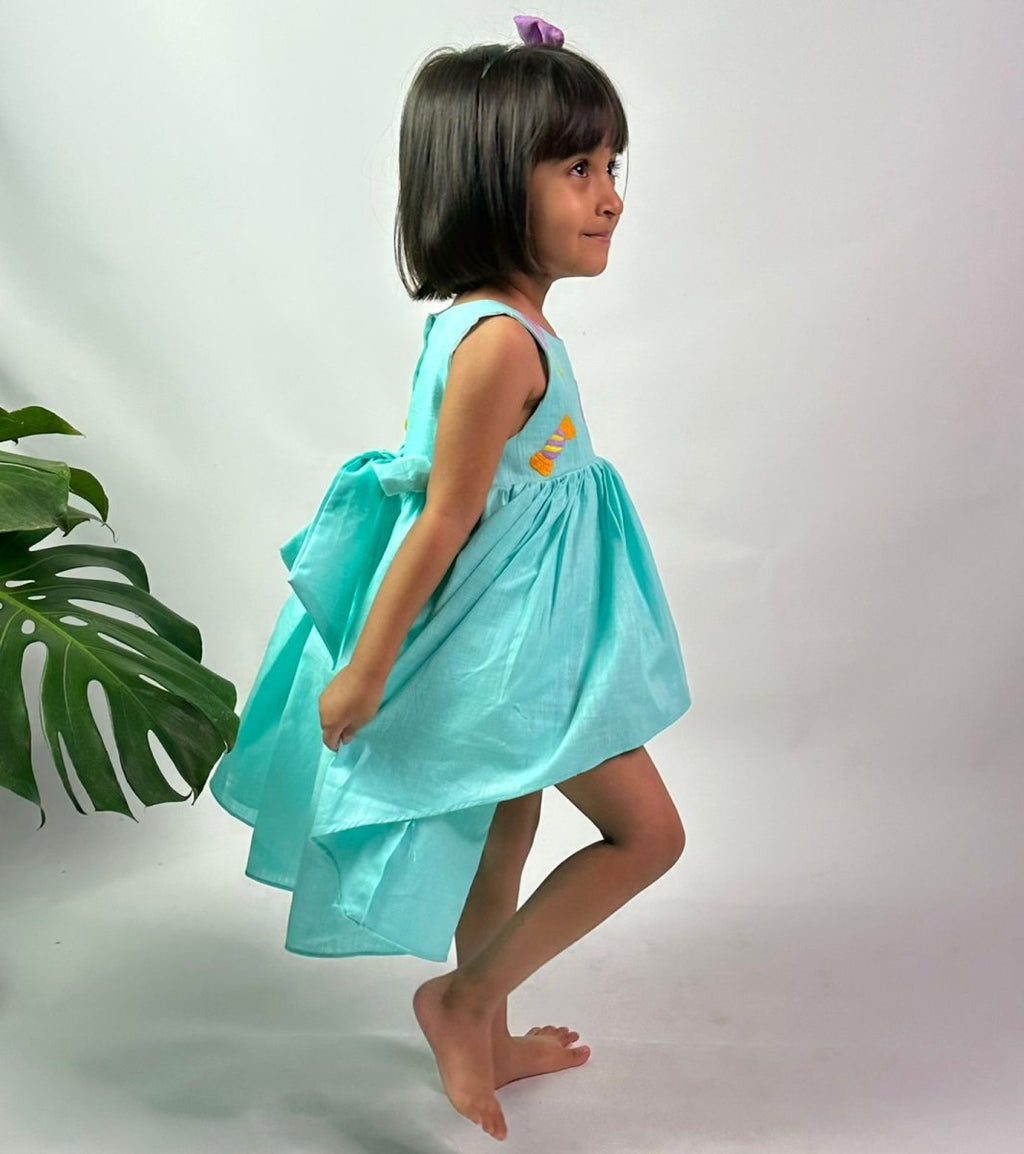 ArthLife Cyan Candy Party Wear Dress | Grocsy