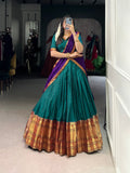 Lorenvalley Fashion Firozi Narayan Pet Silk Zari Weaving Work Lehenga Choli with Dupatta | Grocsy