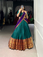 Lorenvalley Fashion Firozi Narayan Pet Silk Zari Weaving Work Lehenga Choli with Dupatta | Grocsy